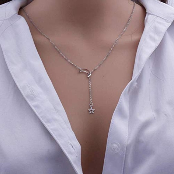 Jewelry - 4 for $20 Moon Star Lariat Necklace (Silver)